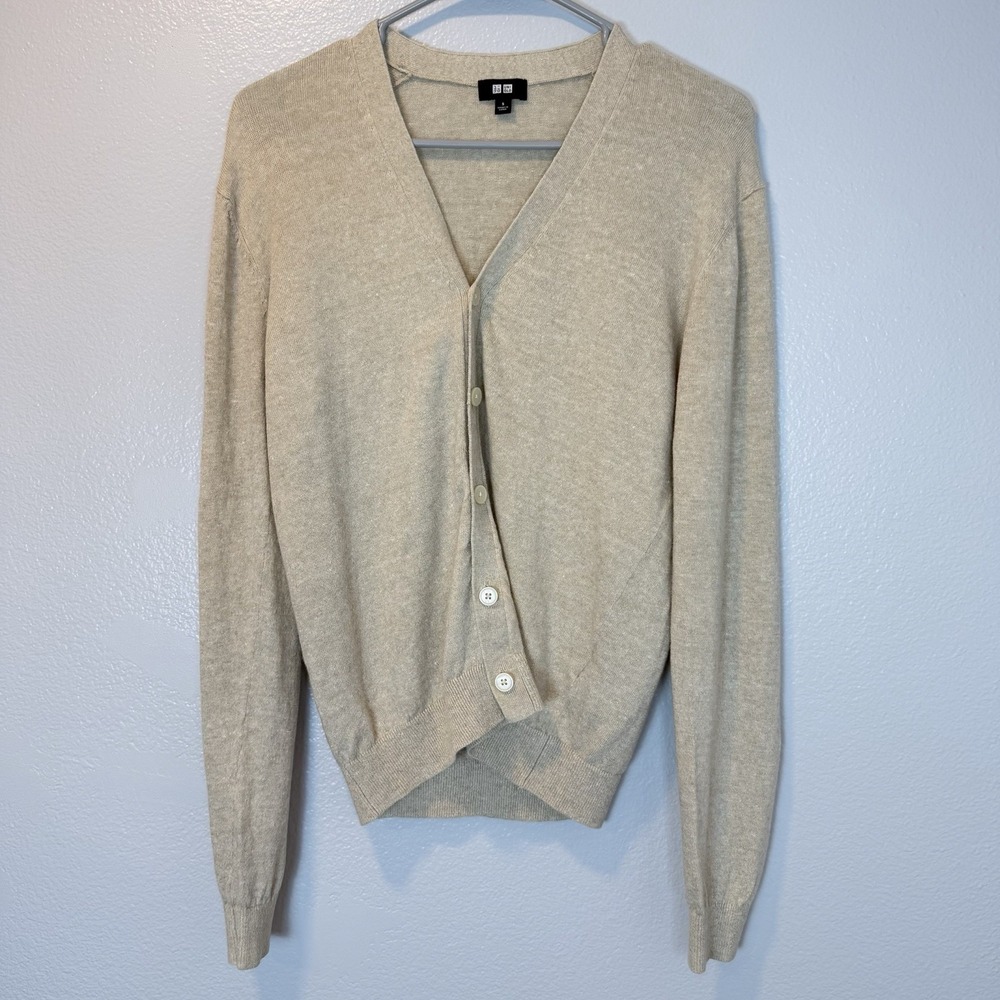 Uniqlo Men's Size-S Beige Linen Cardigan